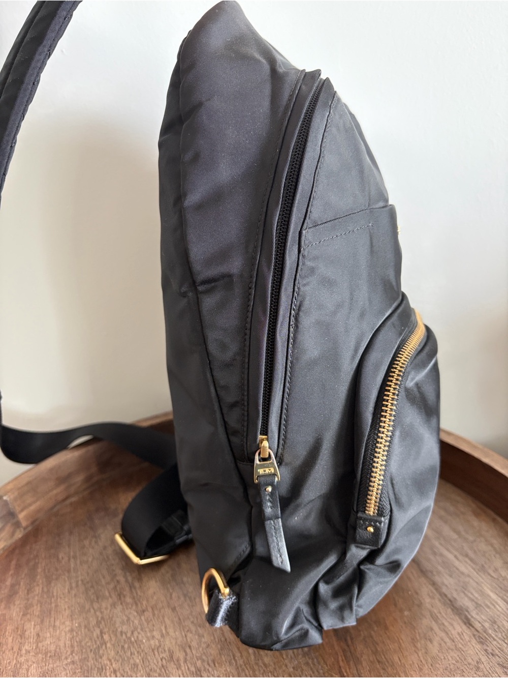 TUMI Voyageur Nadia Convertible Backpack/Sling – Black Nylon Gold Hardware - Picture 3 of 15